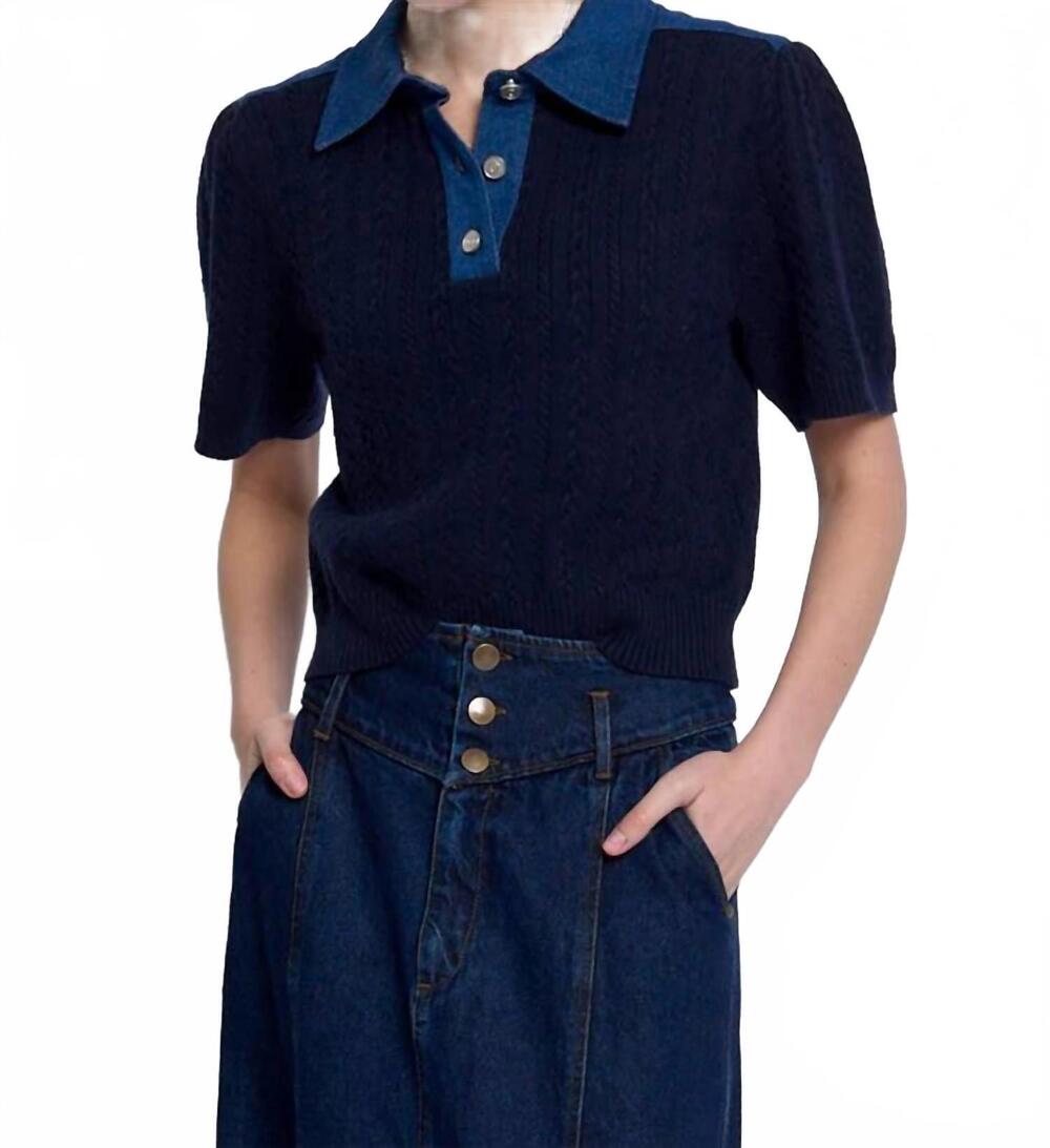 NEW CENTRAL PARK WEST nash puff sleeve sweater in navy